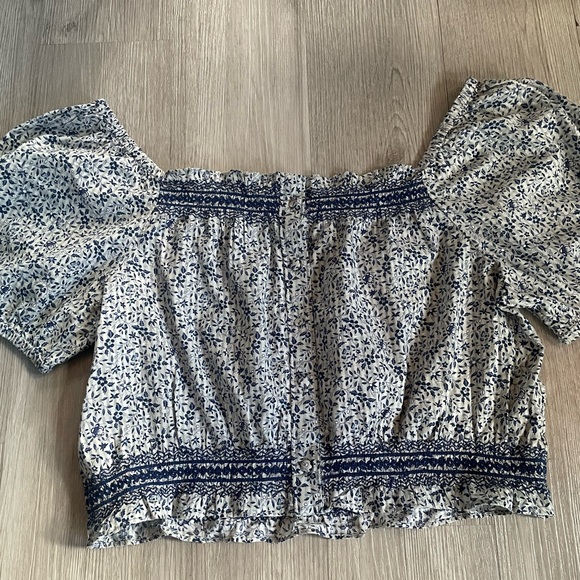 Madewell Jeanette Crop Top Florentine Floral Blue Size Large NWT Boho - Picture 14 of 15